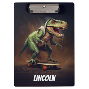 T-Rex Dinosaur Riding a Skateboard Clipboard