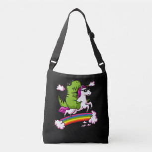 T-Rex Dinosaur Riding Magical Unicorn Rainbow Crossbody Bag