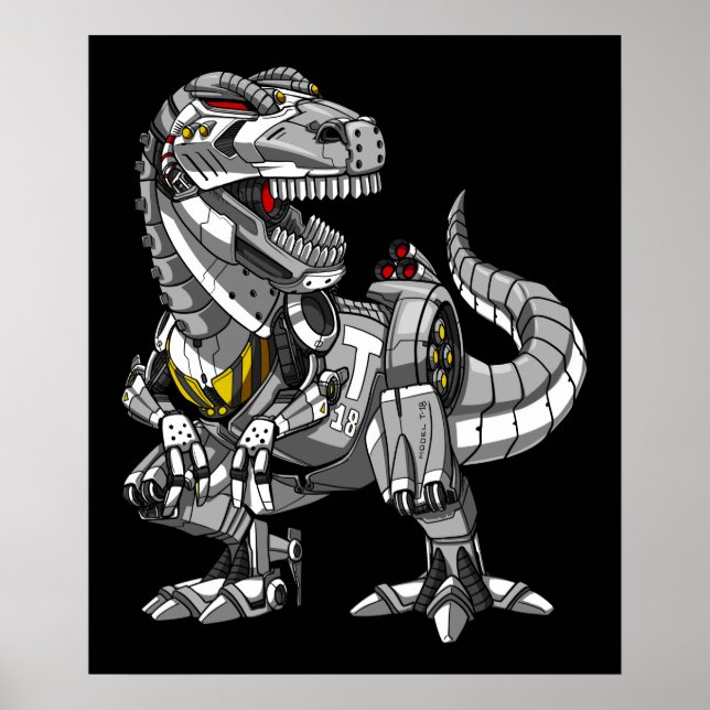 T-Rex Dinosaur Robot Monster Boys Kids Poster (Front)