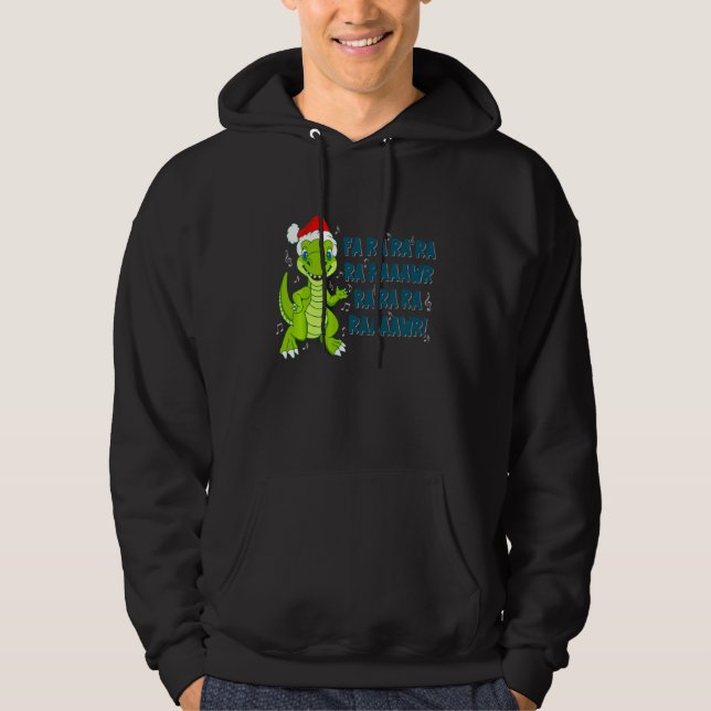 T Rex Dinosaur Santa Hat Christmas  For Men Women  Hoodie (Front)