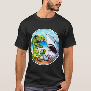 T-Rex Dinosaur Shark Arm Wrestling T-Shirt
