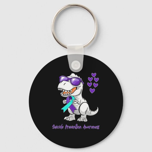 T-rex Dinosaur Suicide Prevention Awareness Day Di Keychain (Front)