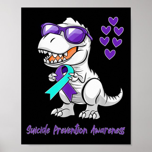 T-rex Dinosaur Suicide Prevention Awareness Day Di Poster (Front)