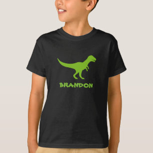 T rex dinosaur t shirt personalized with kids name