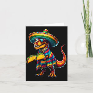 T-rex Dinosaur Taco Lover Cinco De Mayo Sombrero P Card