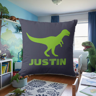 T Rex dinosaur throw pillow personalized for kids