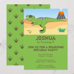 T-Rex Dinosaur & Volcano Invitation de fête d'anni