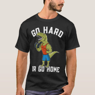 T Rex Dinosaur Weightlifting in Fitness Gym  Worko T-Shirt