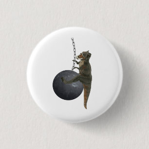 T-Rex Dinosaur Wrecking Ball 1 Inch Round Button
