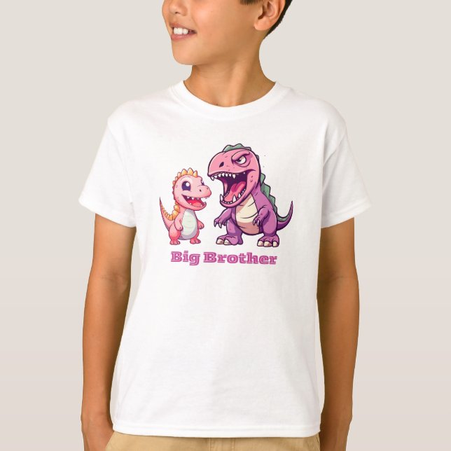 T-Rex Dinosaurs Big Brother Personalized T-Shirt (Front)
