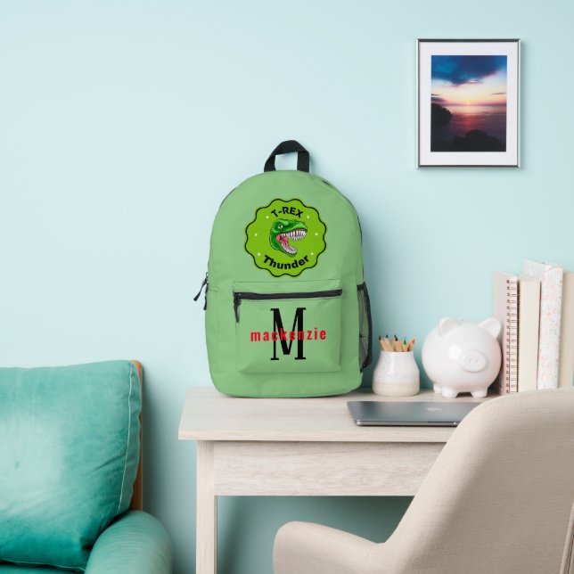 T-rex Dinosaurs Dino Monogram Personalized Girls Printed Backpack (Insitu)