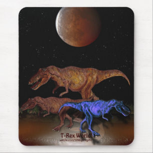 T-Rex Dinosaurs & Eclipsed Moon Mousepad
