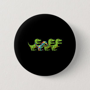 T-Rex Dinosaurs Puzzle Dino Autism Awareness ASL B 2 Inch Round Button