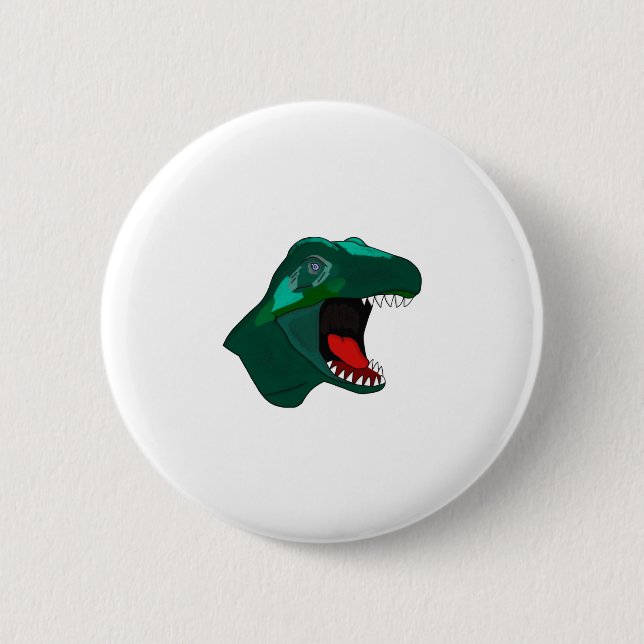 T Rex Dinossaur 2 Inch Round Button (Front)