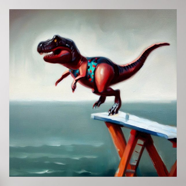 T Rex diving Poster (Front)