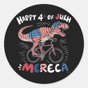 T-Rex donning the colours of the American flag_2 Classic Round Sticker