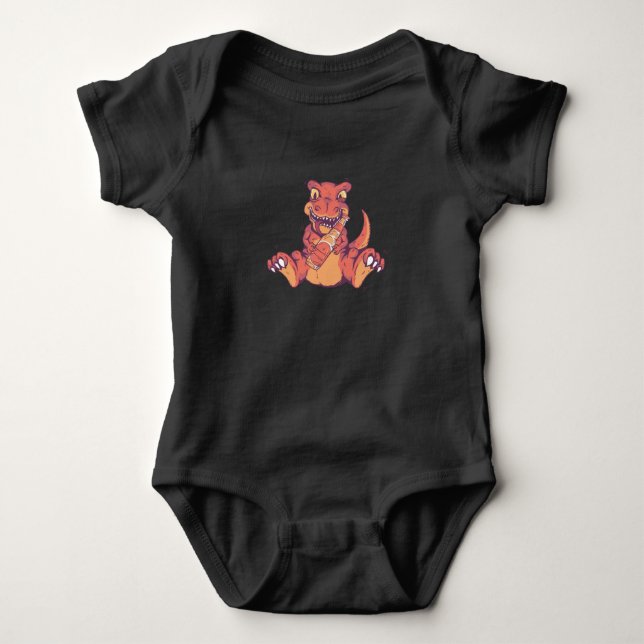 T-rex Drinking Beer Baby Bodysuit (Front)