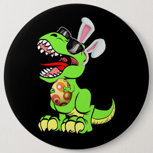 T Rex Easter Bunny Funny Dinosaur Boys Basket Stuf 6 Inch Round Button