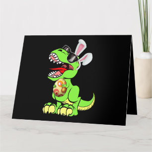 T Rex Easter Bunny Funny Dinosaur Boys Basket Stuf Card