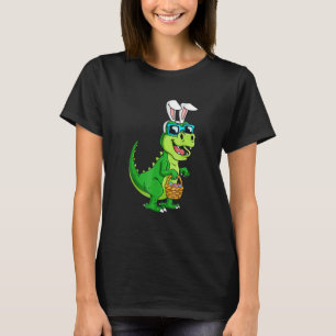 T Rex Easter Bunny With Eggs Basket Dinosaur Boys T-Shirt
