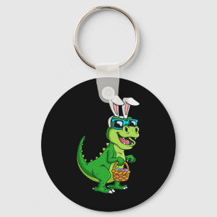 T Rex Easter Bunny With Eggs Basket Fun Dinosaur B Keychain