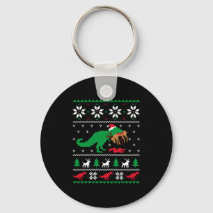 T Rex Eating Reindeer Funny Dinosaur Christmas Ugl Keychain