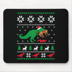 T Rex Eating Reindeer Funny Dinosaur Christmas Ugl Mouse Pad