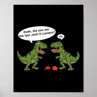 T Rex Eats Jack O Lantern Halloween Boys Girls Kid Poster