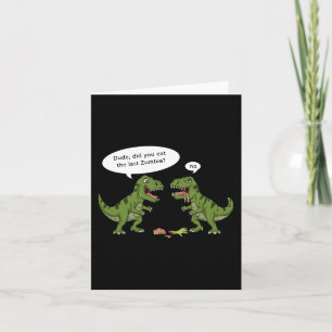 T Rex Eats Zombie Halloween Boys Girls Kids Fun  Card