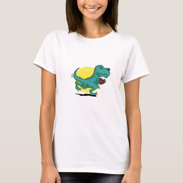 T-rex fonctionne avec le T-shirt Coeur (Devant)