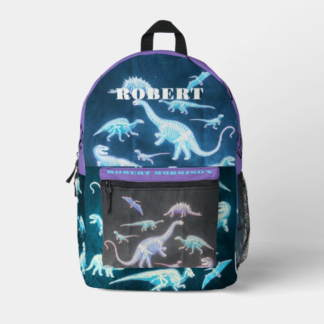 T-Rex Friends Fluorescent Skeleton Dinosaurs Printed Backpack (Front)