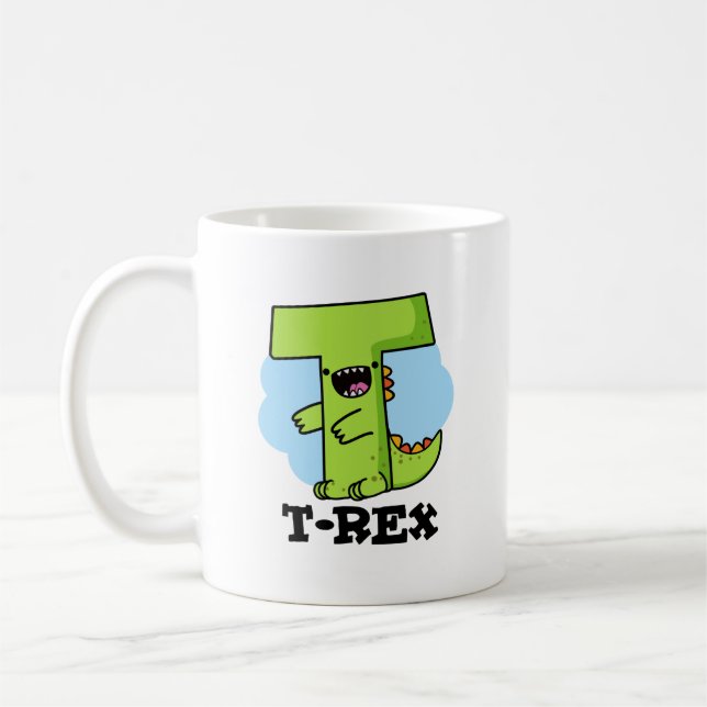 T-Rex Funny Alphabet Dinosaur Pun   Coffee Mug (Left)