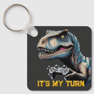 T-Rex Gamer It’s My Turn Design Keychain