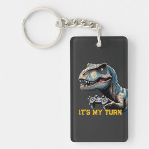 T-Rex Gamer It’s My Turn Design Keychain