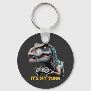 T-Rex Gamer It’s My Turn Design Keychain