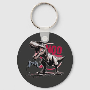 T-Rex Gamer Rage No More Design Keychain