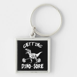 T-Rex, Getting Dino Sore, Funny, Cartoon, Workout Keychain
