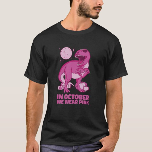 T Rex Halloween October Pink  Men Women T-Shirt (Front)