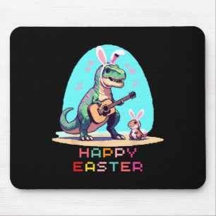 T-rex Happy Easter Eggs Retro Vintage Pixel Art Ro Mouse Pad