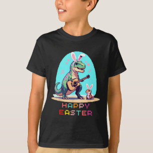 T-rex Happy Easter Eggs Retro Vintage Pixel Art Ro T-Shirt