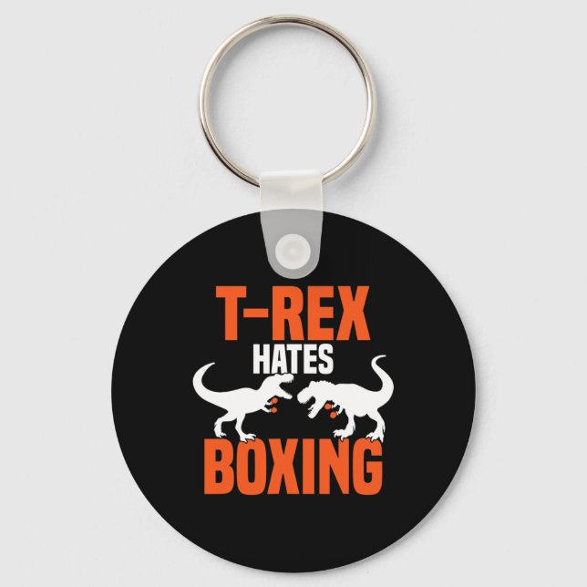 T-rex Hates Boxing - Boxing Sparring Kick Boxing D Keychain (Front)