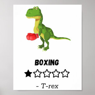 T-rex Hates Boxing Funny Dinosaur Print 