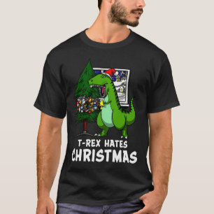 T-Rex Hates Christmas Funny Dinosaur Santa T-Shirt