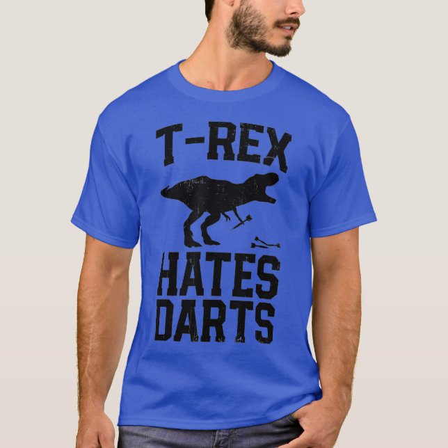 T rex Hates Darts Funny Dart Player Dinosaur Men T-Shirt (Front)