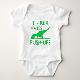 T REX HATES PUSHUPS Funny Dino Design Baby Bodysuit