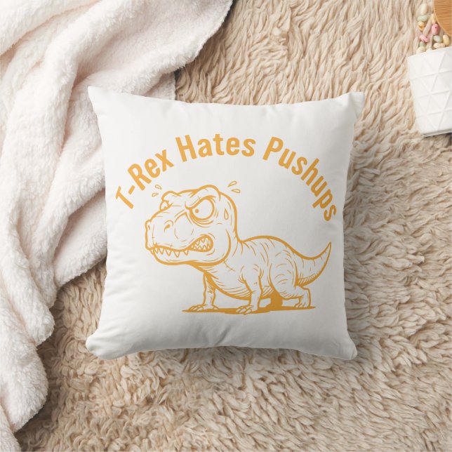 T-Rex Hates Pushups Throw Pillow (Blanket)