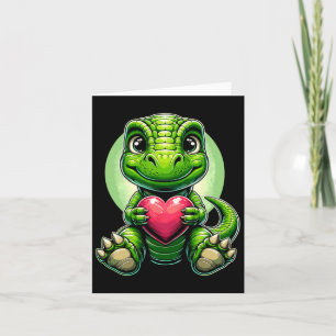 T-rex Holding Heart Valentine's Day Cute Dinosaur  Card