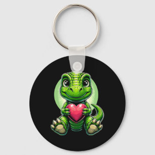 T-rex Holding Heart Valentine's Day Cute Dinosaur Keychain