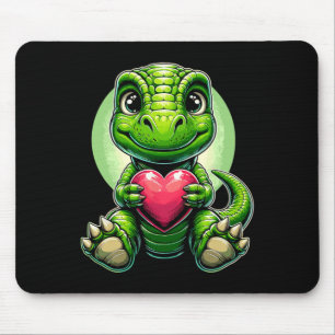 T-rex Holding Heart Valentine's Day Cute Dinosaur  Mouse Pad