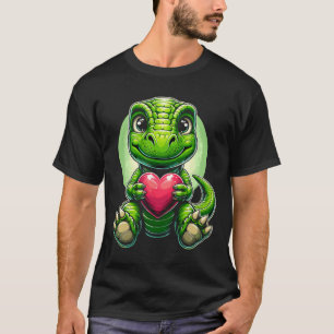 T-rex Holding Heart Valentine's Day Cute Dinosaur T-Shirt
